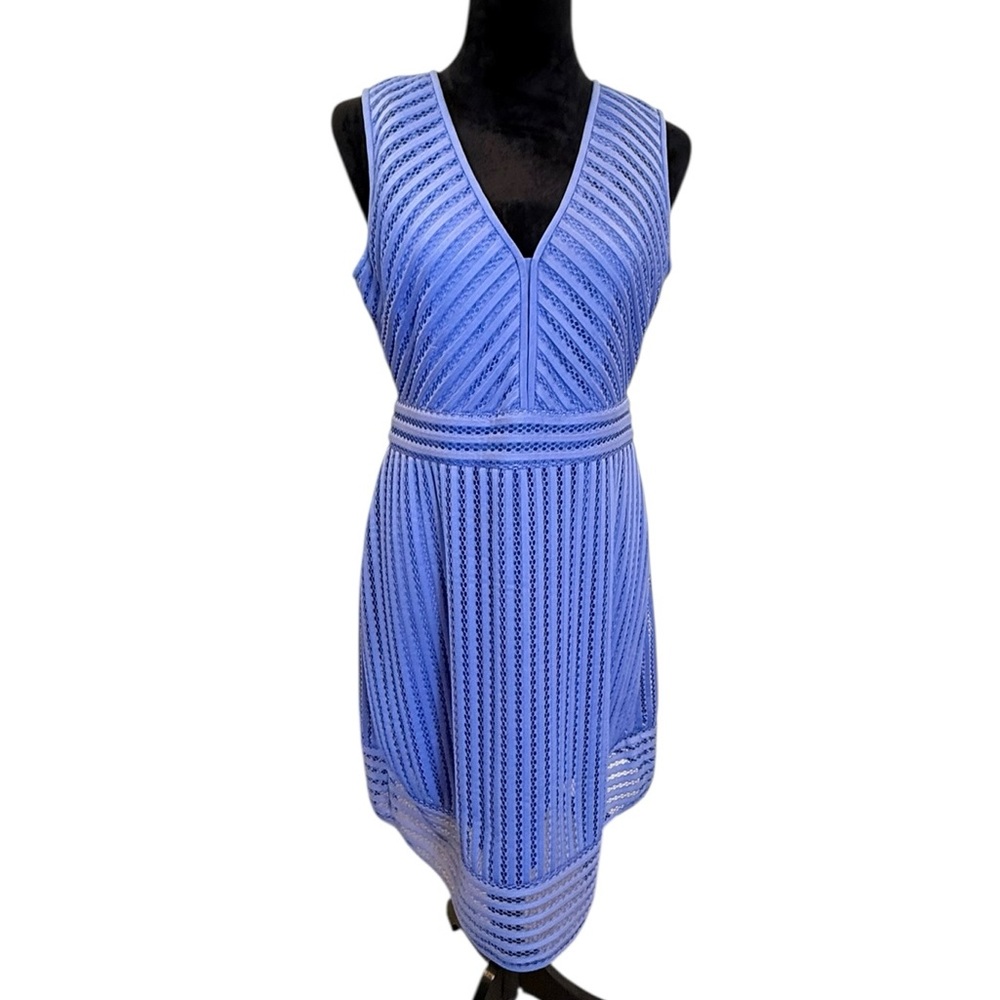 J. Crew Eyelet Lace Dress Periwinkle Blue Midi Dress Size 8